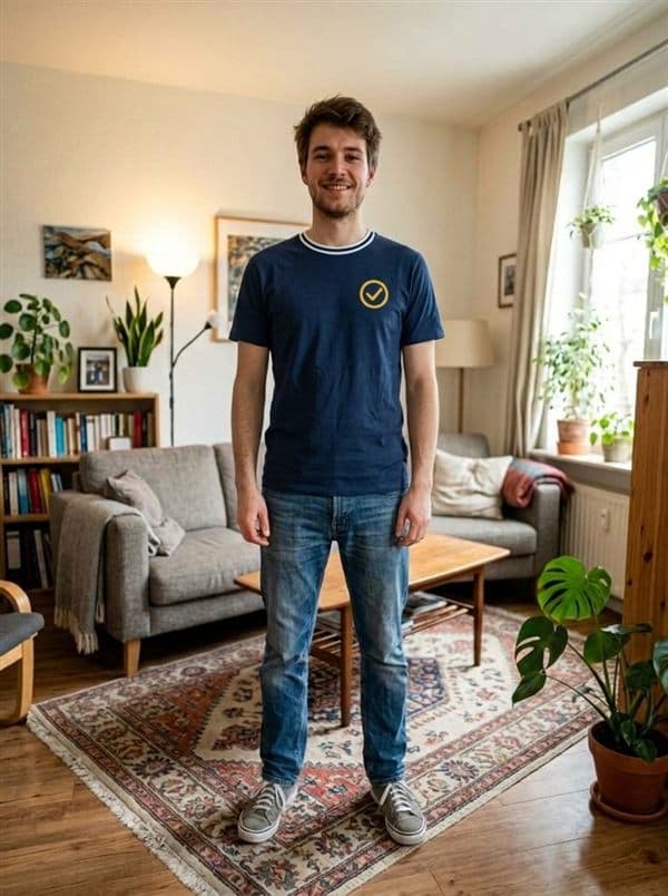 Virtual try-on result: navy tee